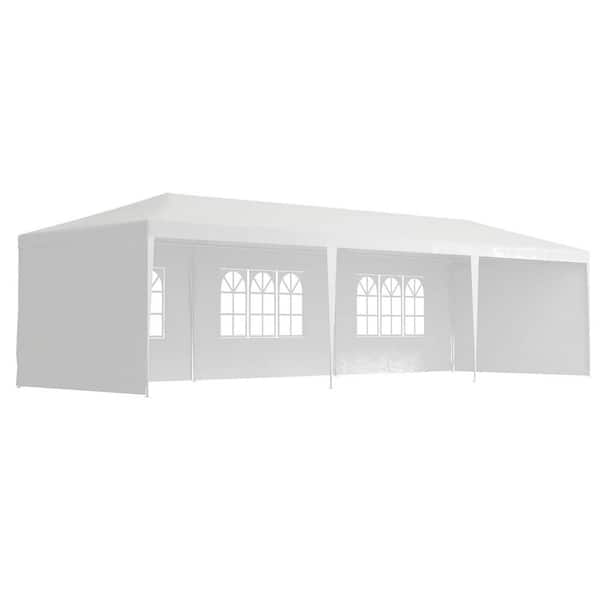 Unbranded 10 ft. x 30 ft. Outdoor Garden Gazebo Wedding Party Tent Canopy with 5 Removable Sidewalls for Backyard, Lawn