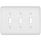 Perry 3 Gang Toggle Steel Wall Plate - White