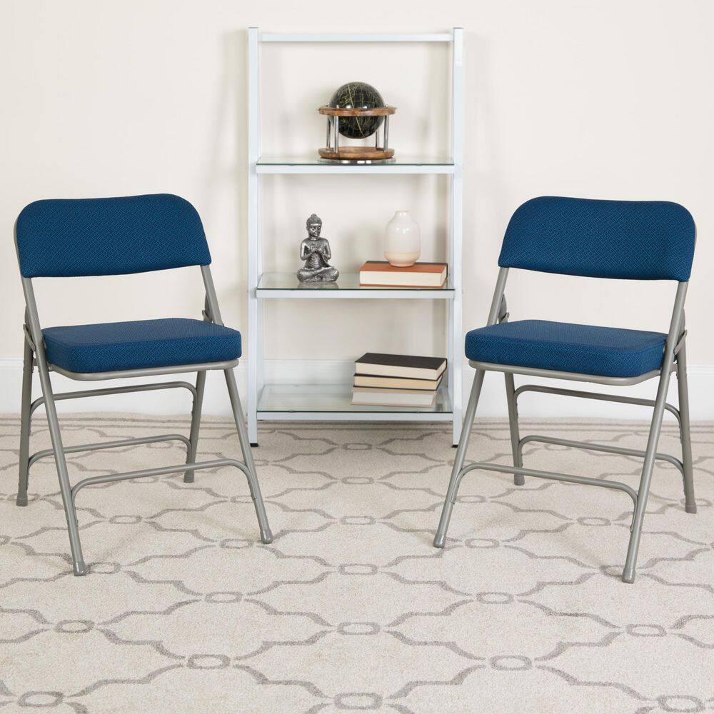Navy Luxe Padded Metal Folding Chair for Events and Home Use