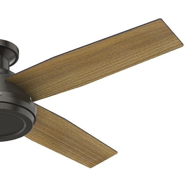 Hunter - Dempsey 52 in. Low Profile No Light Indoor Noble Bronze Ceiling Fan with Remote For Bedrooms