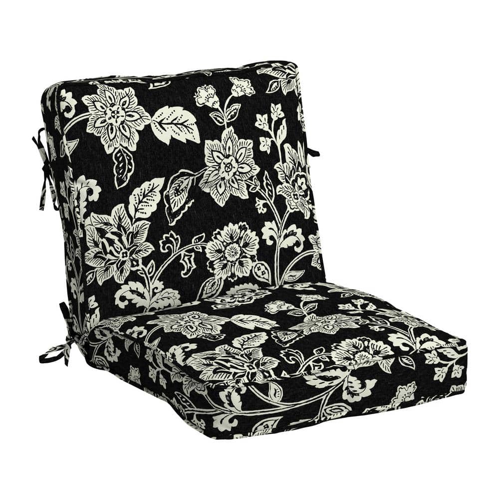 ARDEN SELECTIONS Plush PolyFill 21 in. x 20 in. Outdoor Dining Chair Cushion in Ashland Black