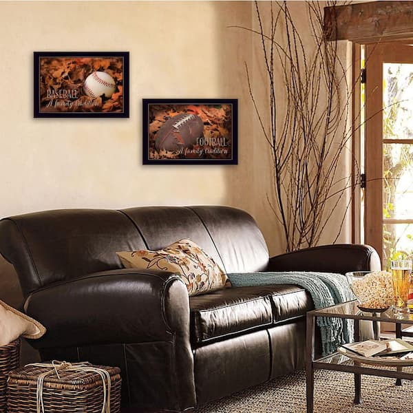 Unbranded 14 in. x 40 in. "Baseball & Football" by Lori Deiter Printed Framed Wall Art