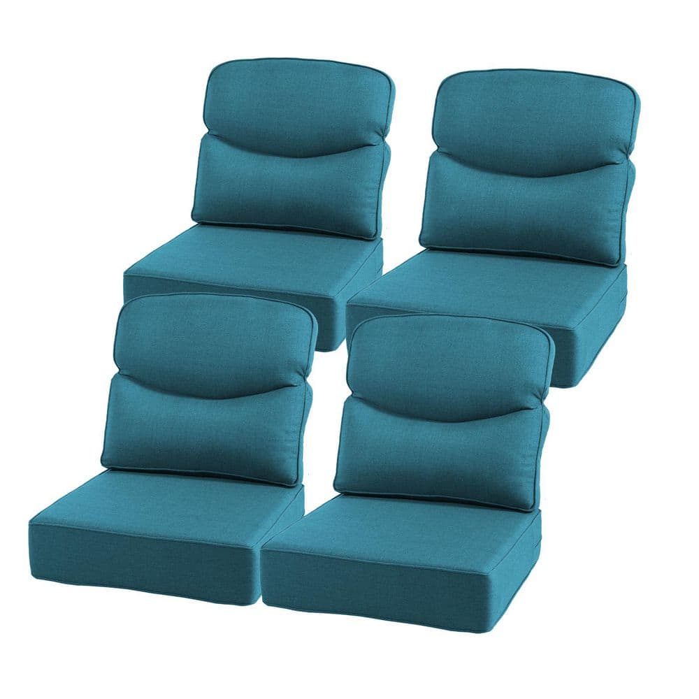 22 in. x 24 in. x 6 in. 8-Piece Olefin Deep Thick Seating Outdoor Lounge Chair Sofa Replacement Cushion in Peacock Blue