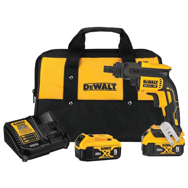 DEWALT 20V MAX XR Cordless Brushless Drywall Screw Gun Threaded Clutch Housing with (2) 20V 5.0Ah Batteries and Charger