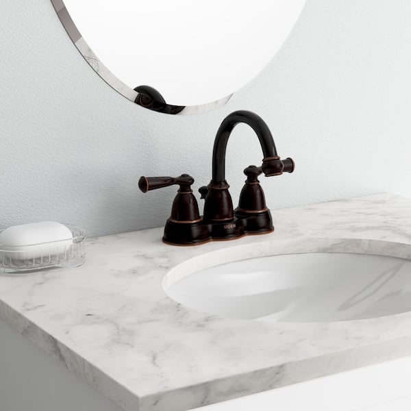 Banbury 4 in. Centerset 2-Handle High-Arc Bathroom Faucet in Mediterranean  Bronze