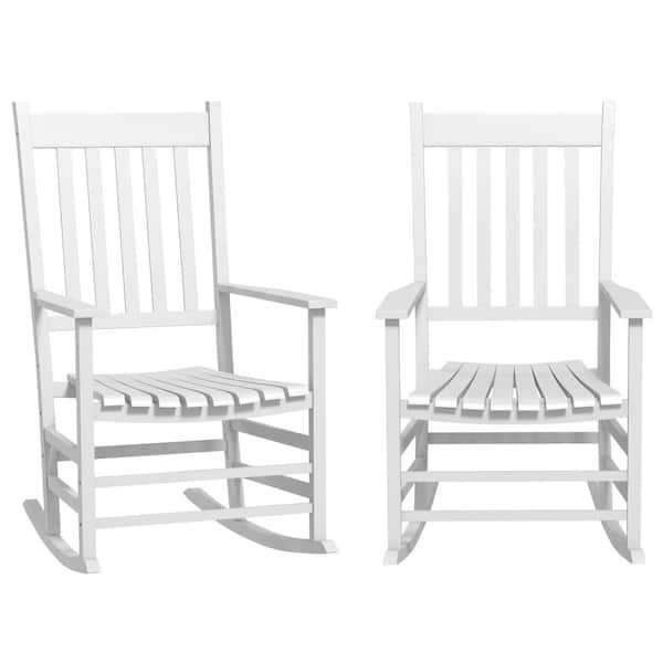 Outsunny Set of 2 Rocking Chairs Wood Outdoor Rocking Chair