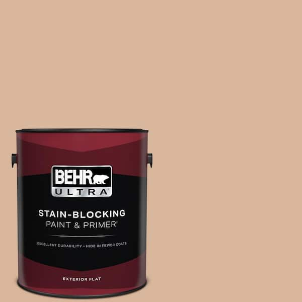 BEHR ULTRA 1 gal. #ECC-40-1 Canewood Flat Exterior Paint & Primer