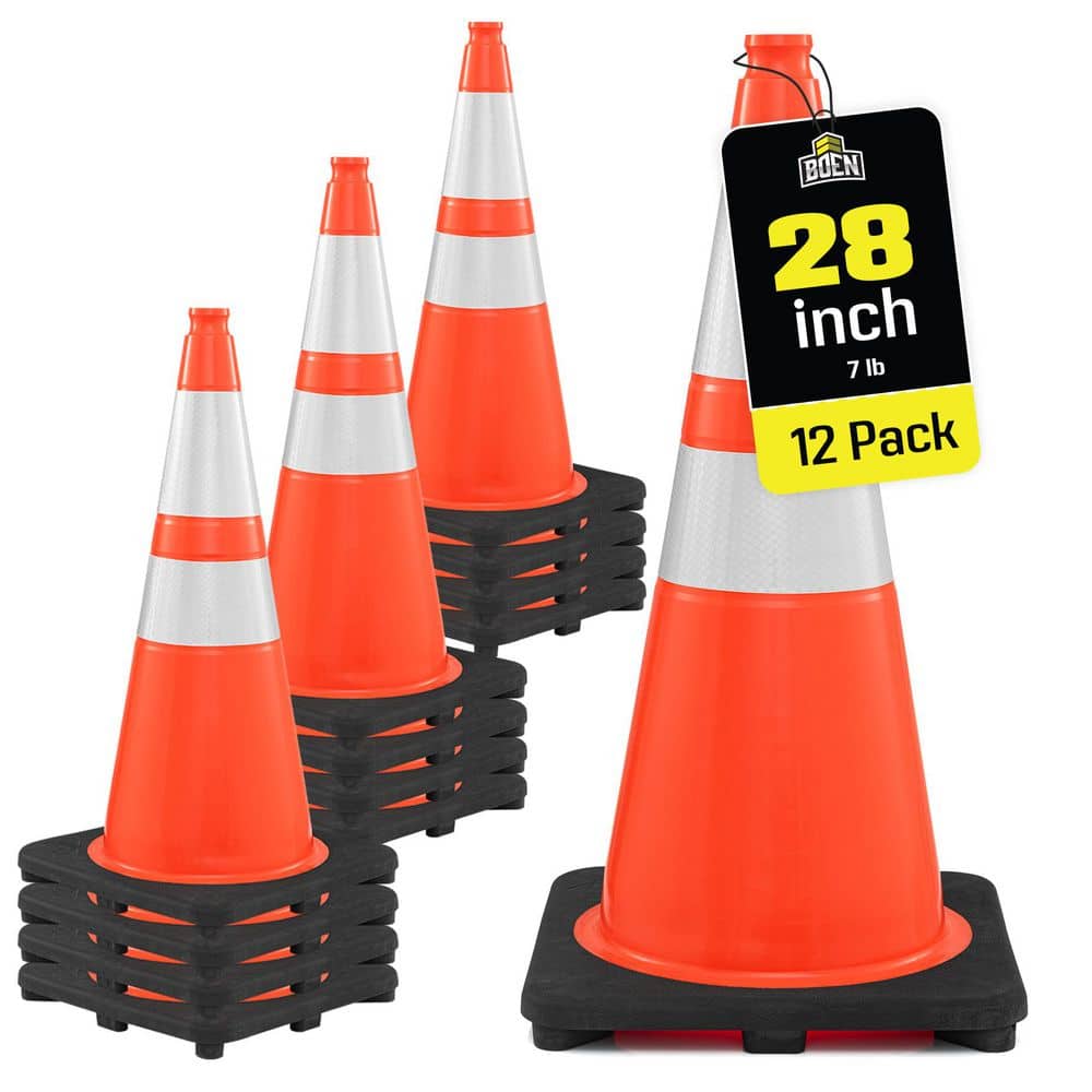 28 in. Orange Traffic Cones, 12-Pk, MUTCD Compliant W/2 Rflc Collars and 7 lbs. Base price history on PriceWatchPro