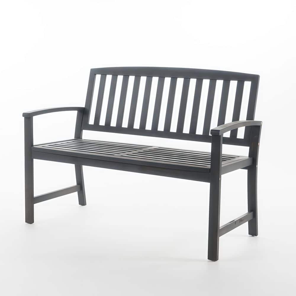 Farmhouse Acacia Wood Bench, Dark Grey Finish, Indoor/Outdoor, for Patio Garden Entryway price history on PriceWatchPro