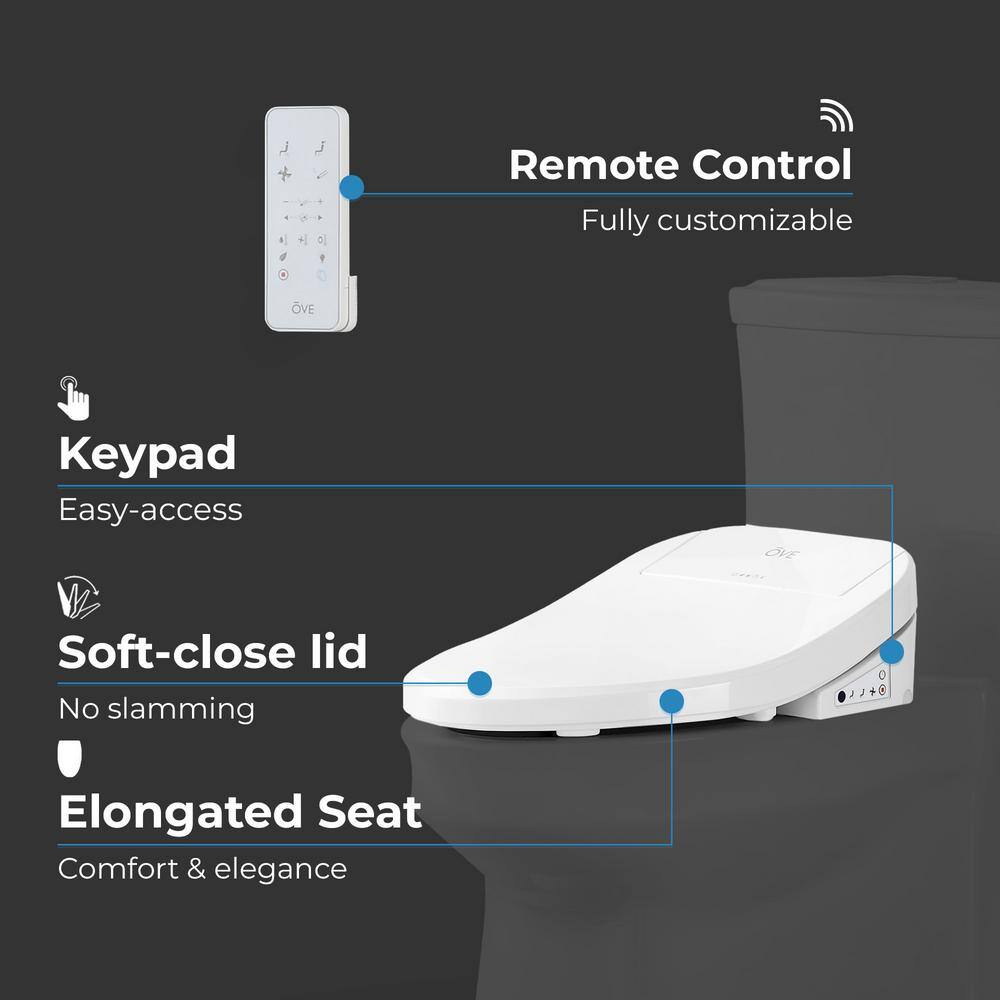 Calero White Electric Bidet Elongated Toilet Seat