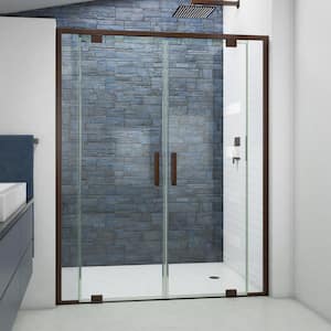 Terrace 58 in. W x 72 in. H Pivot Semi Frameless Shower Door in Oil Rubbed Bronze with Clear Glass