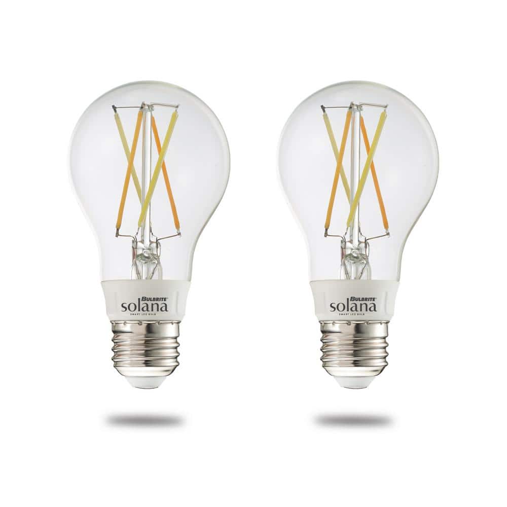 Solana 40-Watt Equivalent A19 Smart WIFI Connected LED Light Bulb, Clear (2