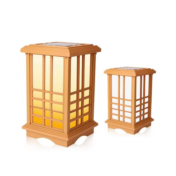 TECHKO 15.6 in. H Solar Almond Integrated LED Garden and Path Light with Amber or White Light