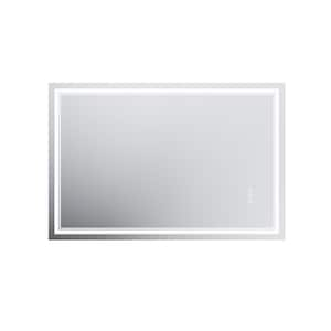 32 in. W x 48 in. H Rectangular Frameless Anti-Fog Wall Dimmable Backlit Dual LED Bathroom Vanity Mirror in Silver