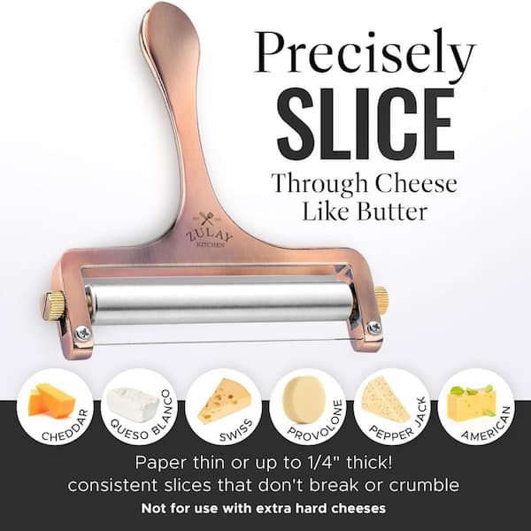 Zulay Kitchen Cheese Slicer with Adjustable Thickness, Silver