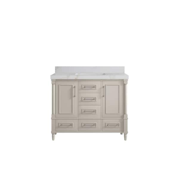 Willow Collections Hudson 42 in. W x 22 in. D x 36 in. H Single Sink Bath Vanity in Fine Grain with 2 in. Calcutta Sienna Qt. Top