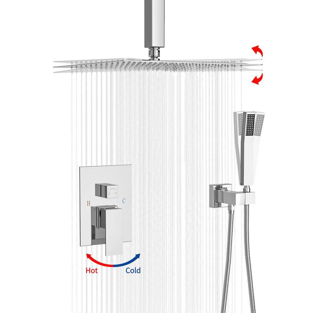 360°Adjustable Dual Shower Head with 10 in. Ceiling Mount Square Shower Head in Chrome price history on PriceWatchPro