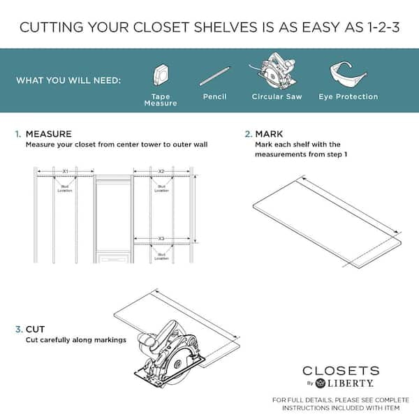 CLOSETS By LIBERTY 48 in. W to 92 in. W White Closet Shelf Tower with Rod  Extensions Wood Closet System HSUL06-RW-RO - The Home Depot