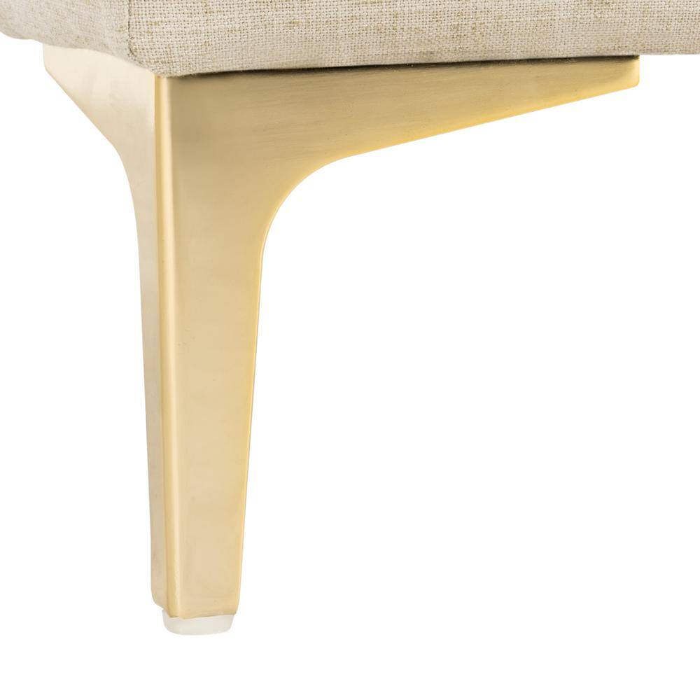 Lux Grey Linen 36" Square Ottoman with Brass Legs