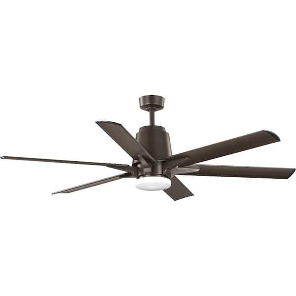 Progress Lighting Arlo 60 in. Indoor/Outdoor Integrated LED Bronze Urban Industrial Ceiling Fan with Remote Included for Living Room