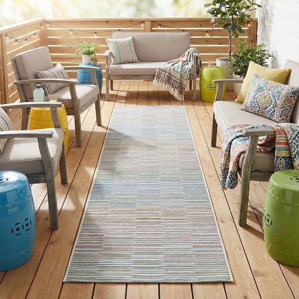 Cape Fayston Multi Color 2 ft. x 8 ft. Striped Rectangle Indoor/Outdoor Runner Rug