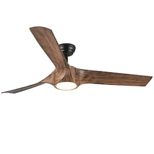 Splenda 56 in. Indoor Farmhouse Matte Black Ceiling Fans with 3-Colors Integrated LED and ABS Wood Grain Blades