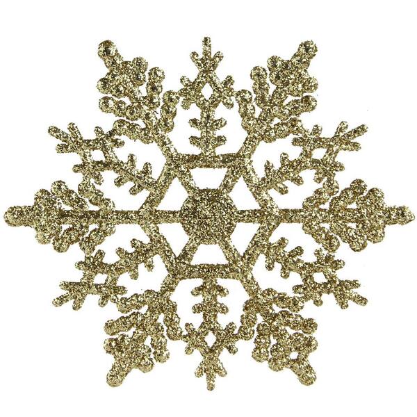 Glittery GOLD Snowflake Ornaments ~ 3pc Ragon House NEW snowflakes 