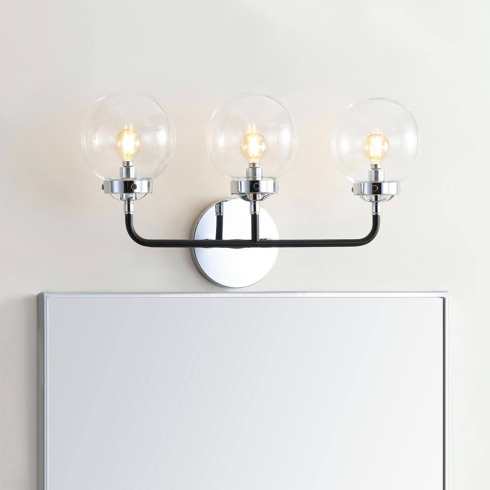 Caleb 22" Chrome and Black Globe Shade Wall Sconce