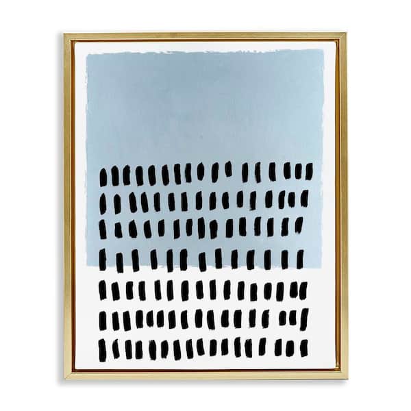 Stupell Industries Blue Dotted Pattern by Michael Willett Gold Floater Frame Abstract Graphic Art Print 21 in. x 17 in.
