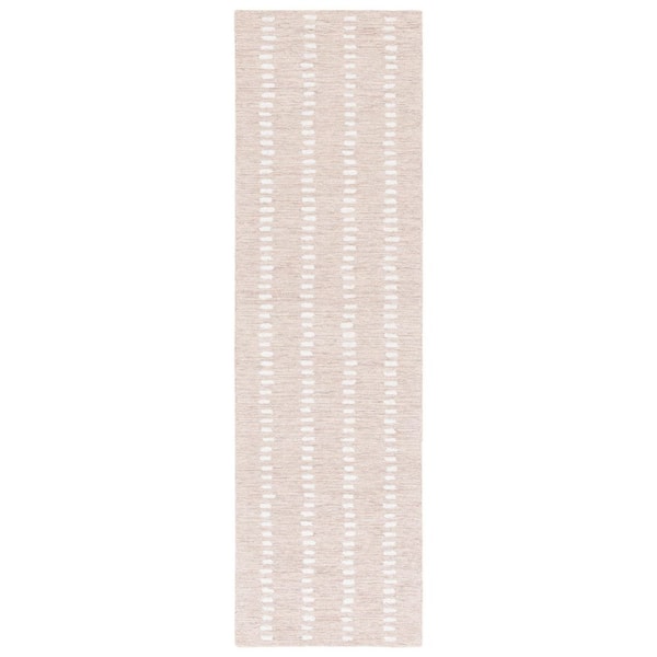 Abstract 2 ft. x 8 ft. Beige/Ivory Striped Stone Runner Rug