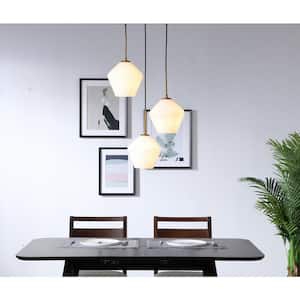 Timeless Home Grant 3-Light Brass Pendant with Frosted Glass Shade