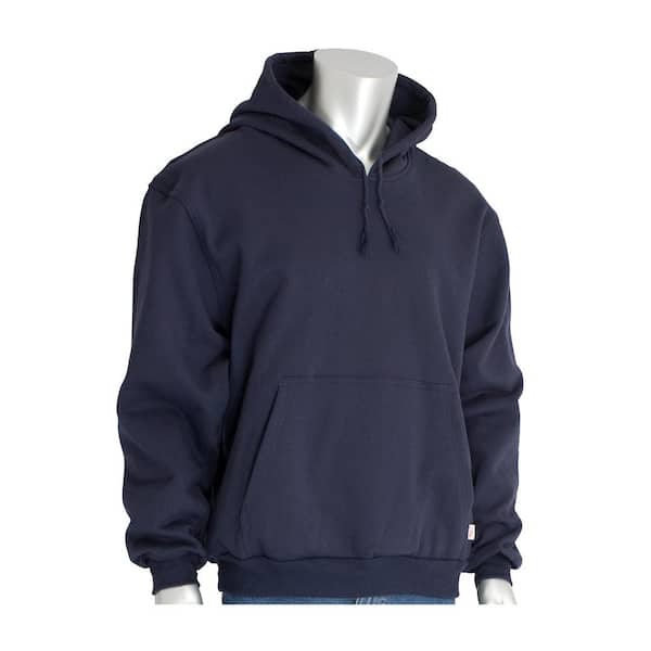 Men's Medium Navy AR/FR Cotton Fleece Pullover Hoodie with Front Bottom Patch Pocket, 23.3 cal/sq.cm
