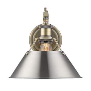 Orwell AB 1-Light Wall Sconce in Aged Brass with Pewter Shade