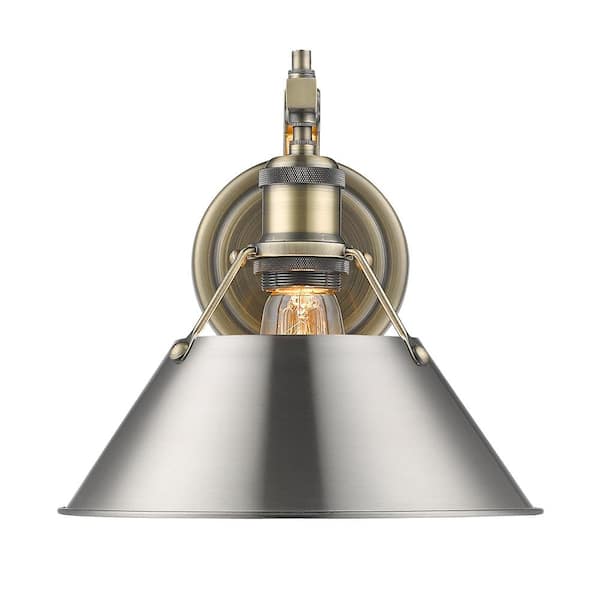 Golden Lighting Orwell Ab 1 Light Wall Sconce In Aged Brass With Pewter Shade 3306 1w Ab Pw