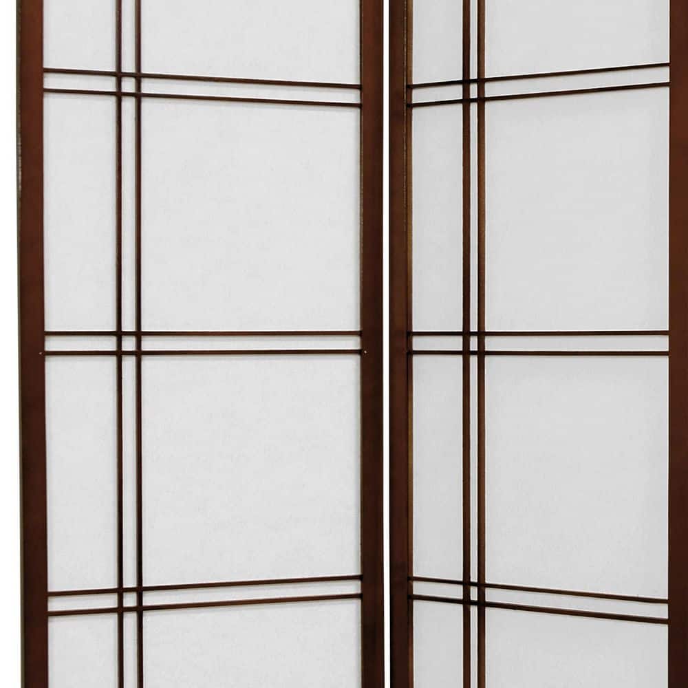 Walnut 4-Panel Double Cross Shoji Room Divider