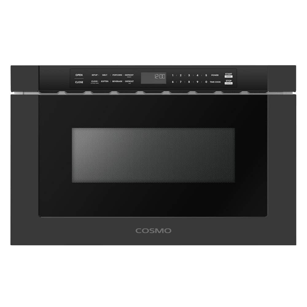 Cosmo 24 in. Haven Collection 1.2 cu. ft. Built-in Microwave Drawer, 1000W, Touch Controls, Defrosting Rack in Matte Black