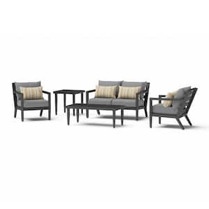 Thelix 5-Piece Aluminum Patio Conversation Set with Charcoal Gray Cushions