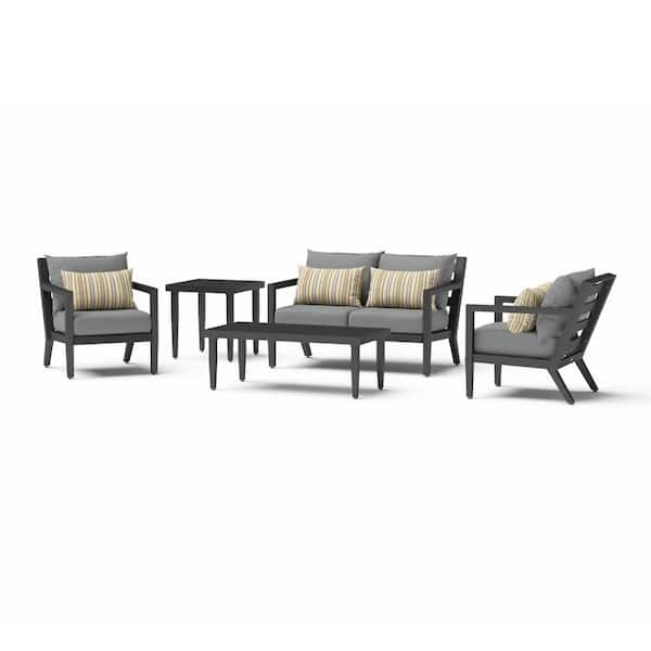 RST BRANDS Thelix 5-Piece Aluminum Patio Conversation Set with Charcoal Gray Cushions