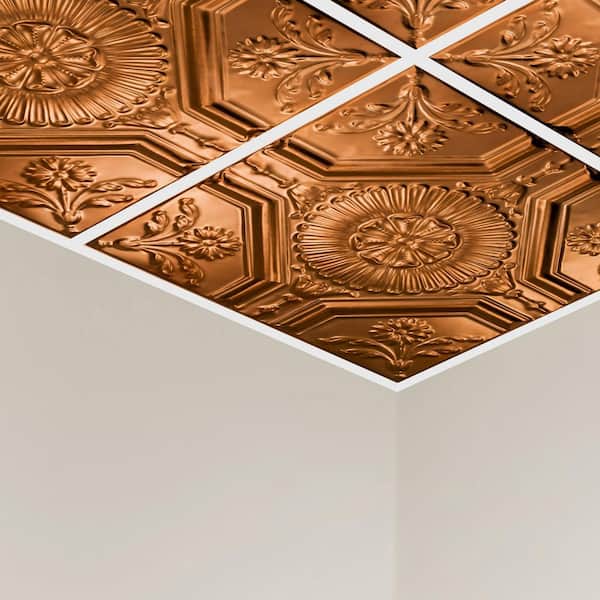 Great Lakes Tin Rochester ft. x ft. Lay-In Tin Ceiling Tile in Copper  (20 sq. ft./case) Y5808 The Home Depot