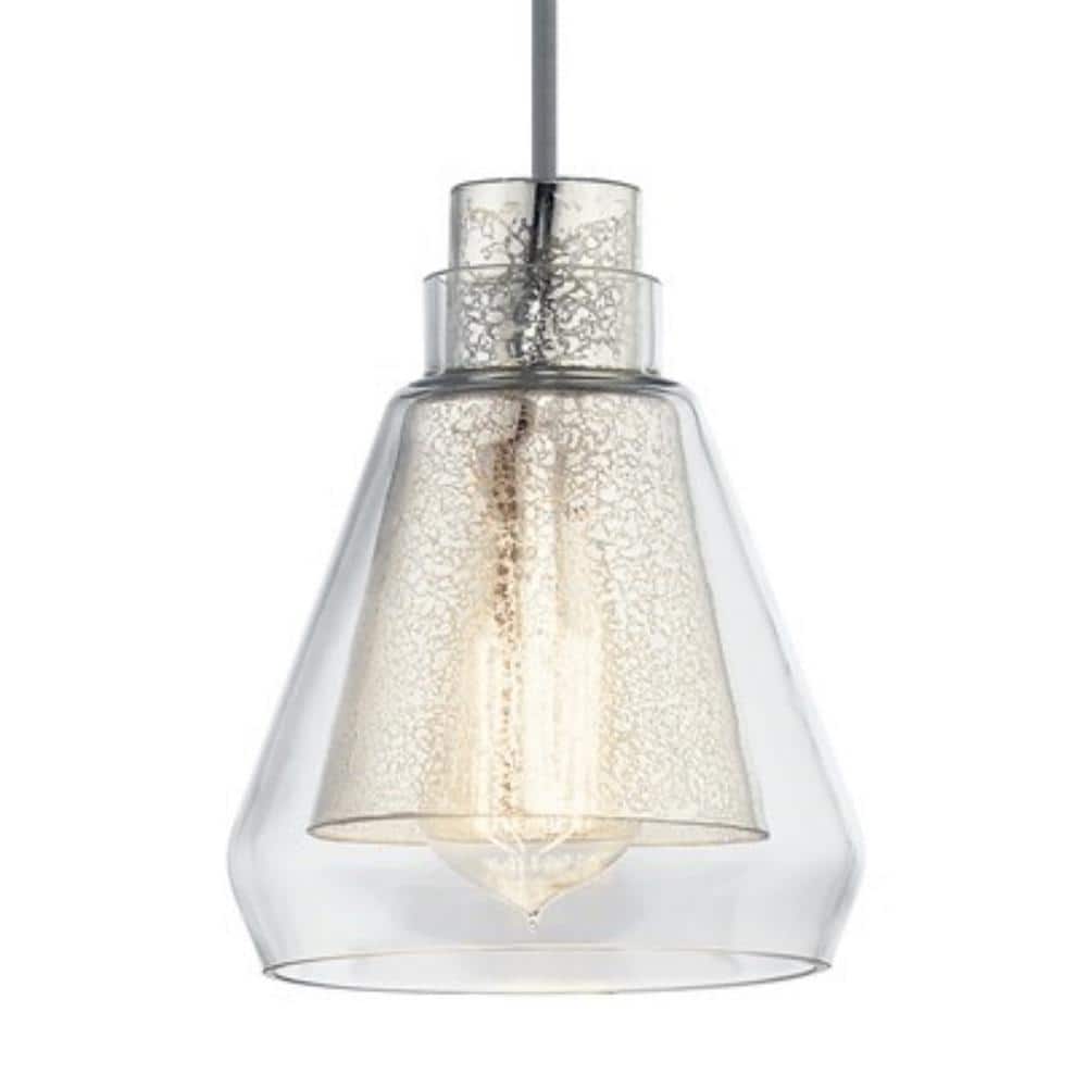 Evie 7.75" Brushed Nickel Mini Pendant with Clear Glass