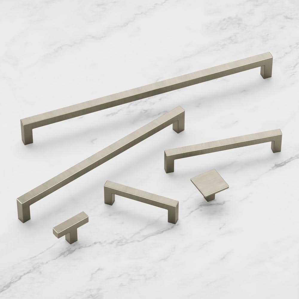 Modern Stainless Steel Square Cabinet Knobs 10-Pack
