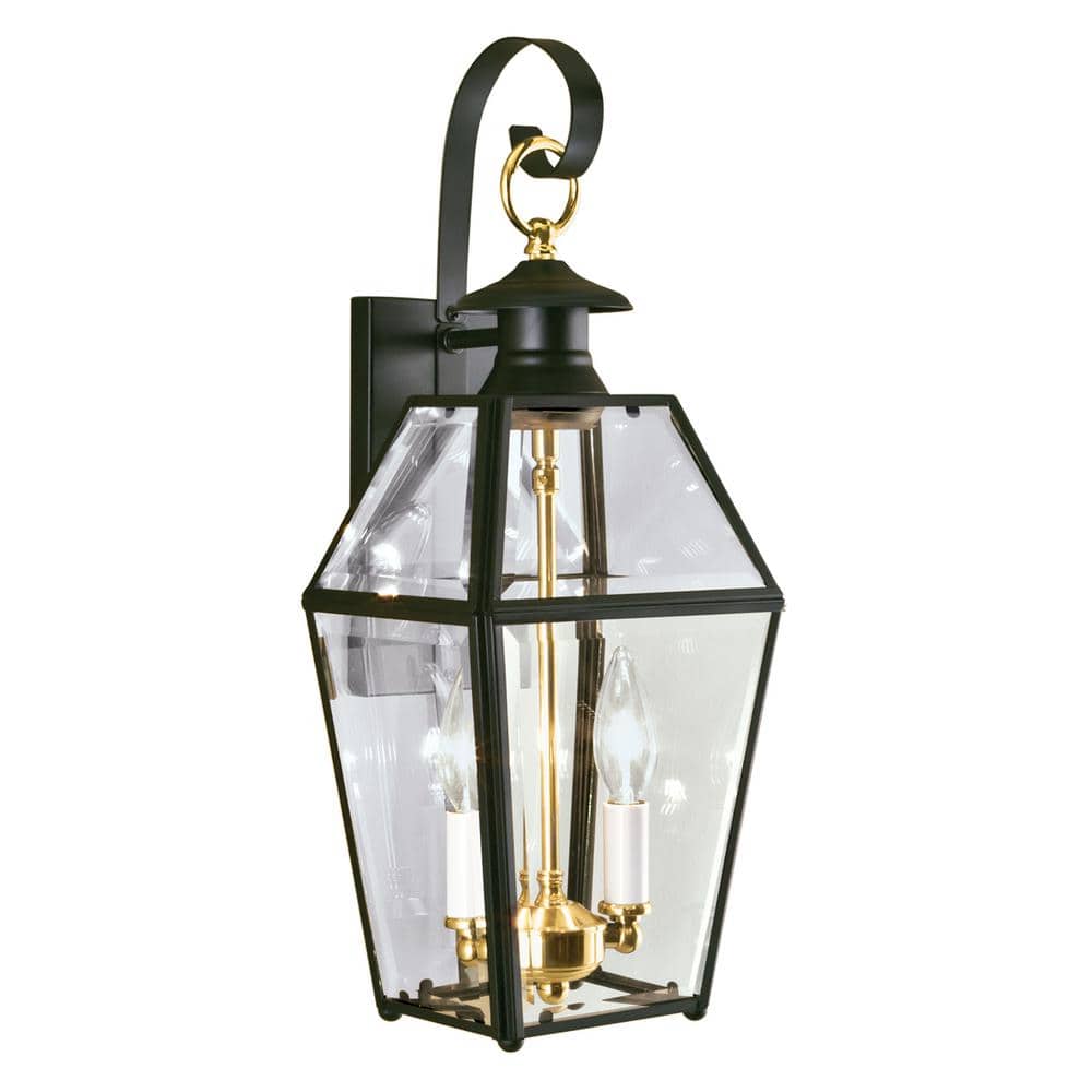 NORWELL Olde Colony 2Light Black Outdoor Wall Lantern Sconce 1066BL