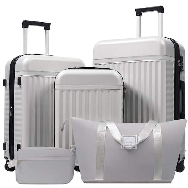 3-Piece Ash Gray Hardside Spinner Wheels Luggage Set with Travel Bags and TSA Lock (20" + 24" + 28")