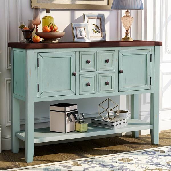 antique blue buffet table