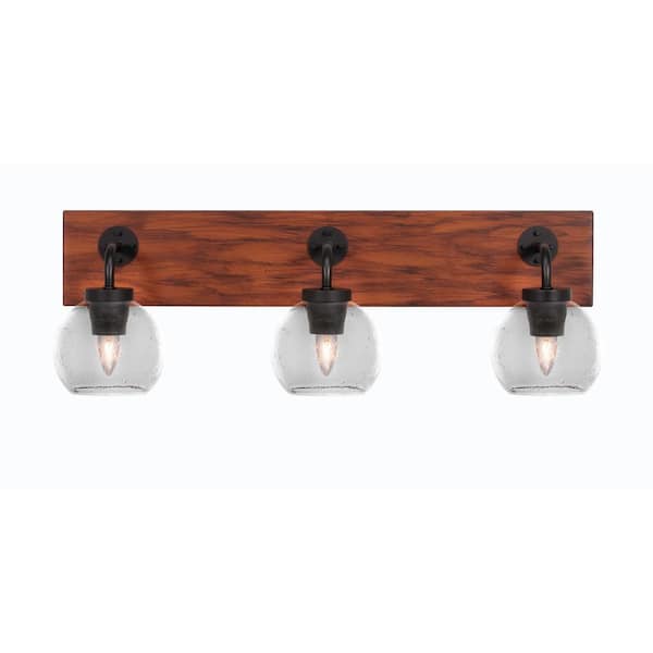 Unbranded Kirby 26 in. 3-Light Matte Black and Painted Wood-look Metal Vanity Light