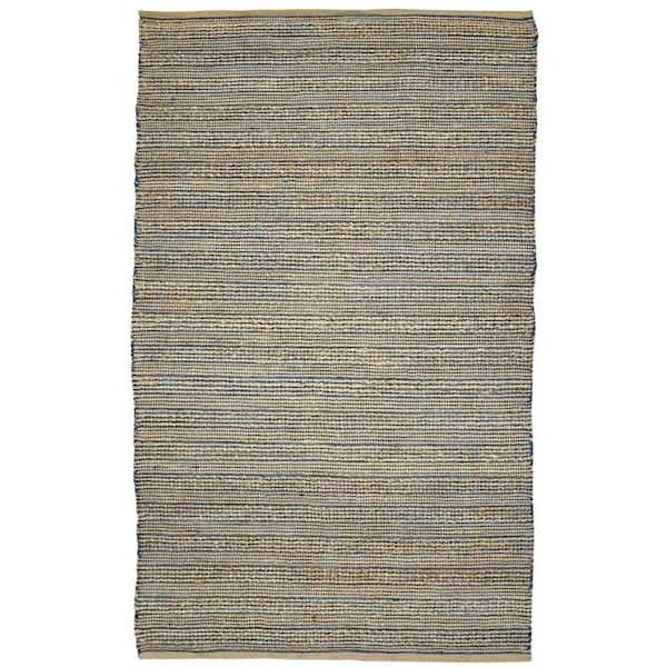 2 ft. x 3 ft. Blue And Beige Jute Striped Flatweave Handmade Area Rug