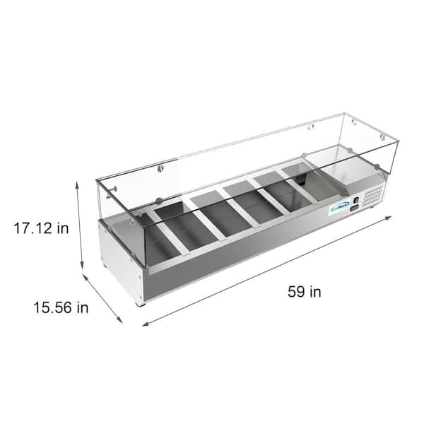 Koolmore 40 Stainless Steel Refrigerated Countertop Prep Rail in Silver - SCDC-3P-SG