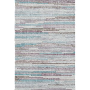 Mayfield Premium Machine Washable Abstract AMF2000 Teal 3 ft. x 4 ft. Area Rug