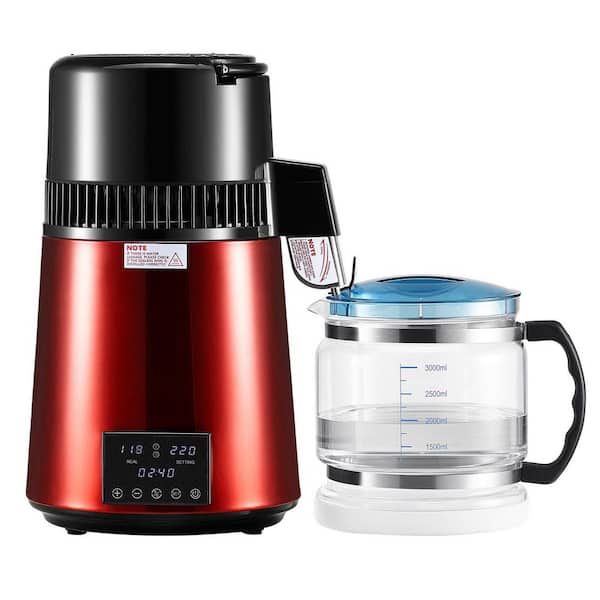 4L 1750W Countertop Water Distiller-Stainless Steel Interior with Glass Pot (Red)