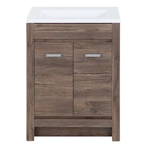 Warford 24 in. W x 19 in. D x 33 in. H Single Sink  Bath Vanity in Vintage Oak with White Cultured Marble Top